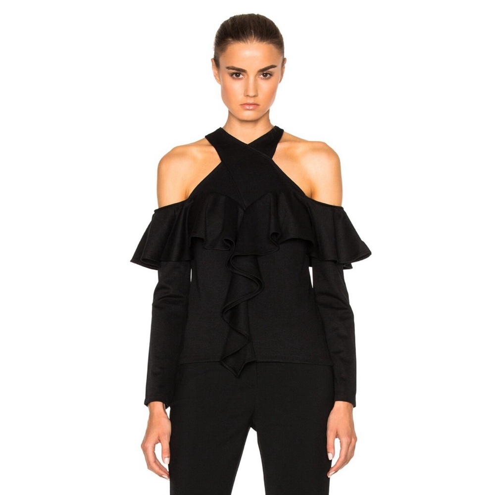 Rodebjer Tyrese Cold Shoulder Top in Black Size Medium